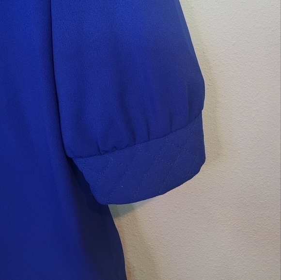 41 Hawthorn Cobalt Blue Quilted Puff Peasant Blouse Size Medium - Picture 2 of 8